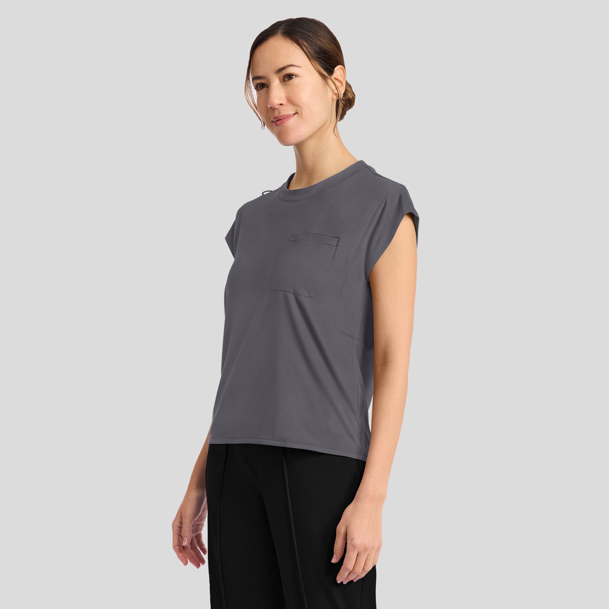 Achieve Crew Neck Scrub Top | Pewter