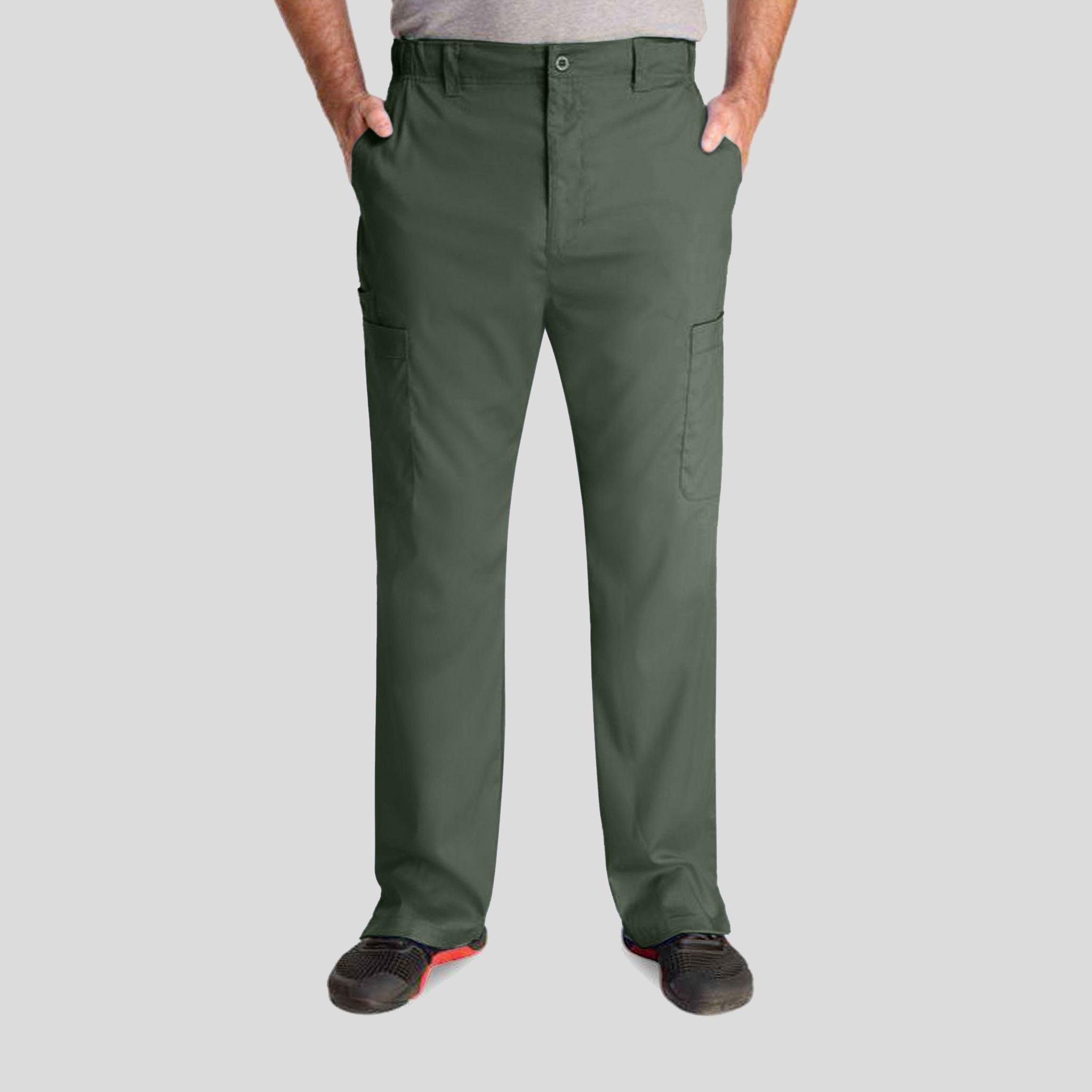 Men's Half Elastic Waistband Pant | Olive