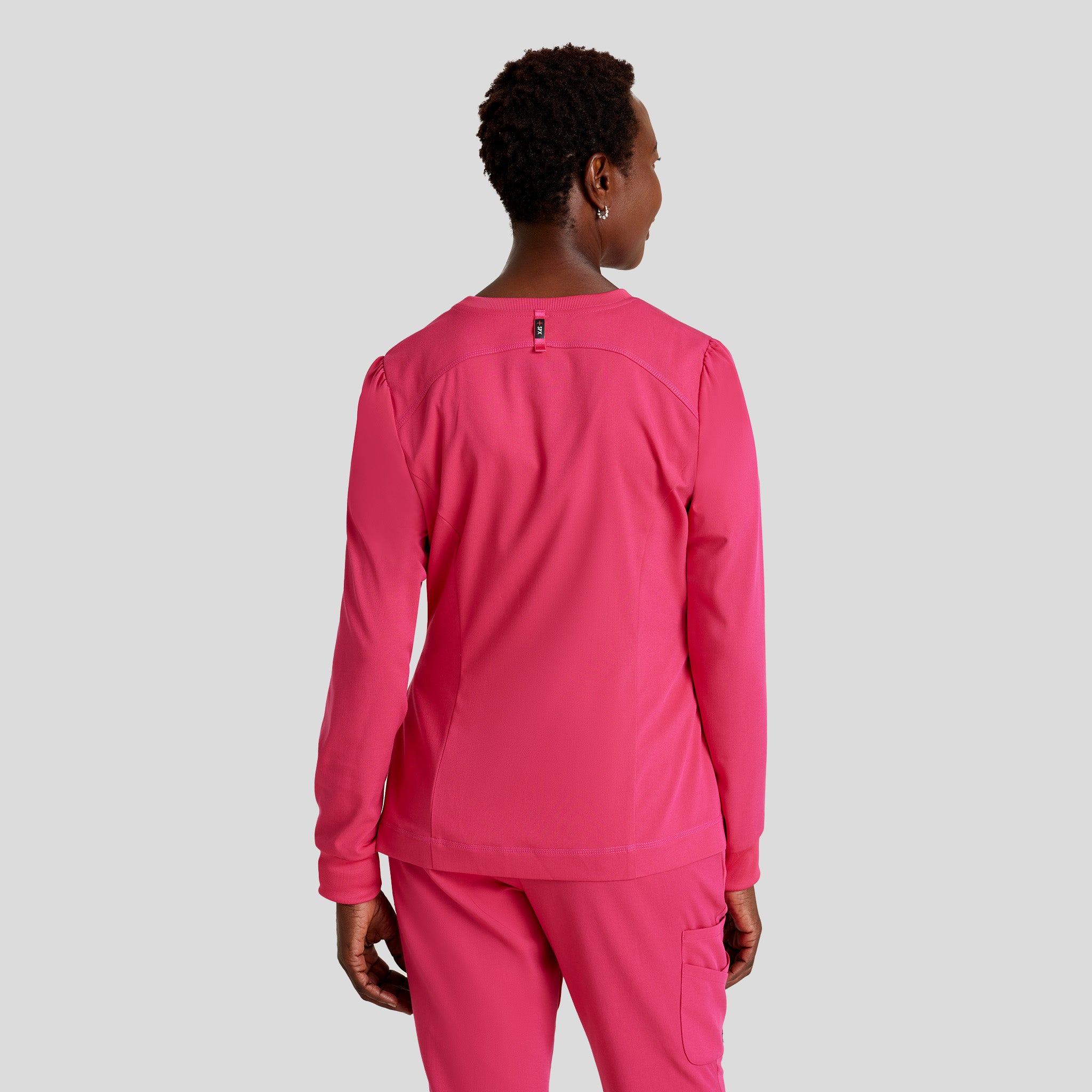 Millie 3-Pocket Crewneck Scrub Jacket | Pink