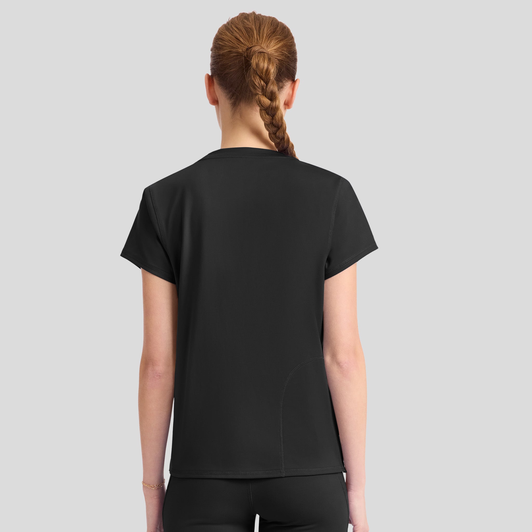 2-Pocket STRETCH Crew Neck Scrub Top | Black