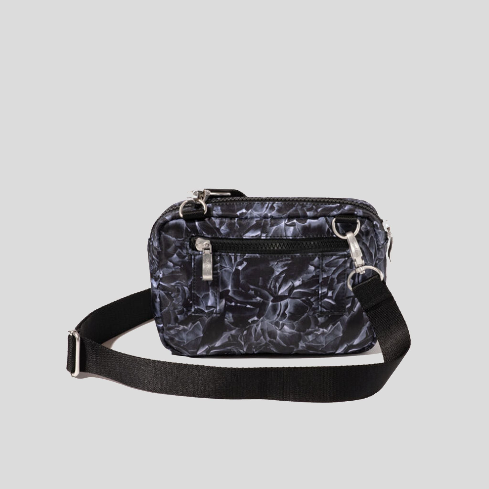 Modern Double Zip Crossbody | Black Divine Rose