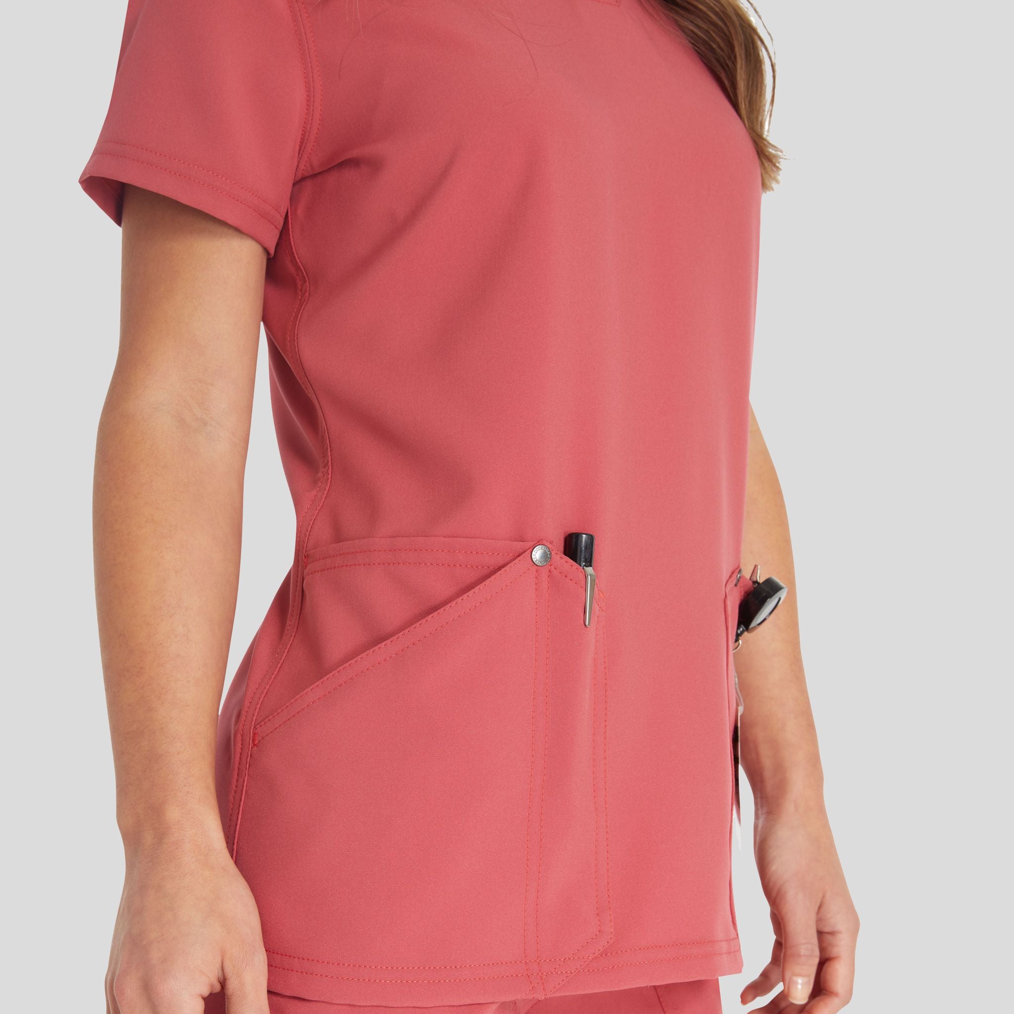 Women's V-Neck Scrub Top | Red Clay
