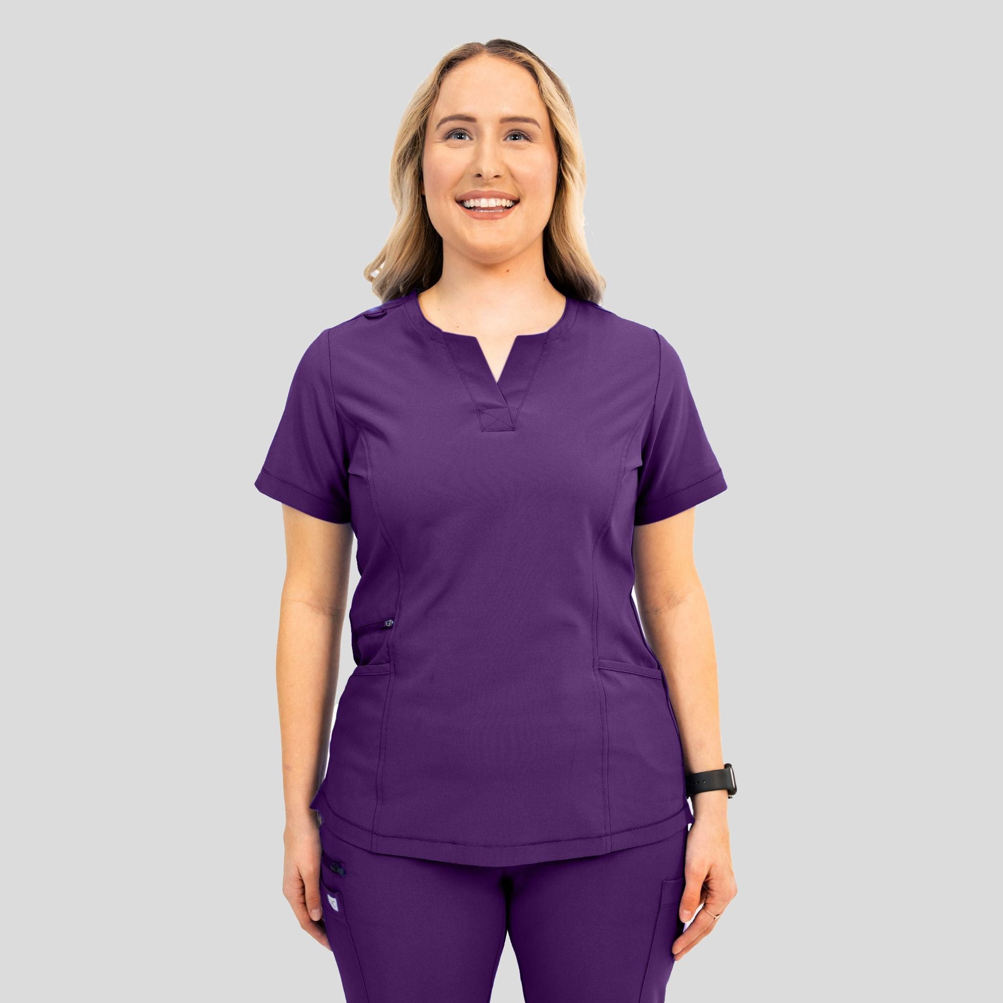 Notched Crew Neck Top | Eggplant