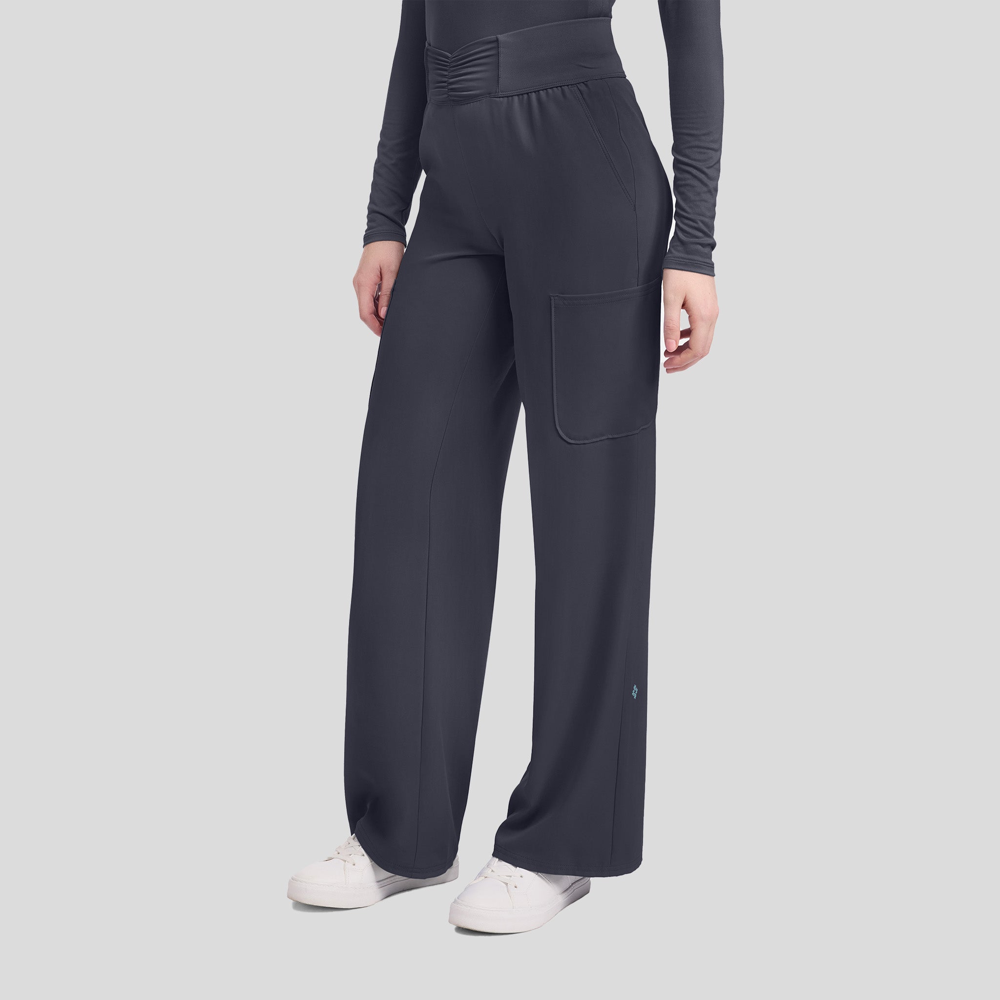 5-Pocket Ruched Wide Leg Scrub Pant | Pewter